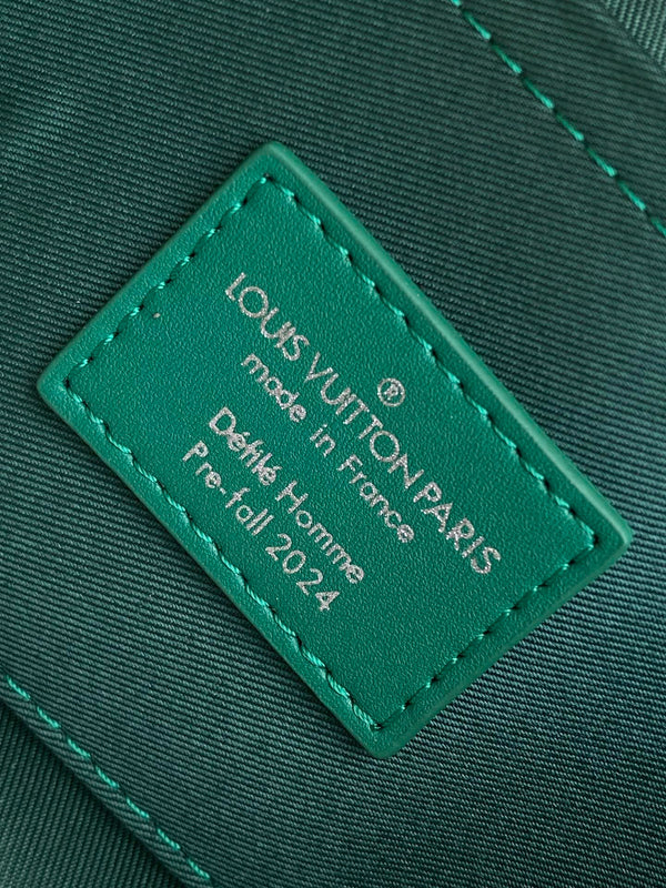 Borsa a mano LV Soul Trunk 19 cm Verde misto Tela Bianca Pelle 252098