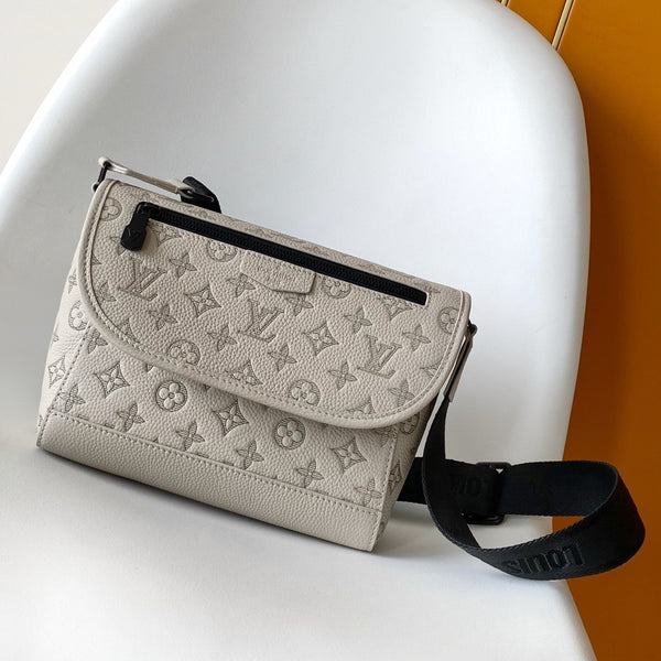 LV Pulse Messenger 26.6cm Sand Color Monogram Shadow embossed calfskin