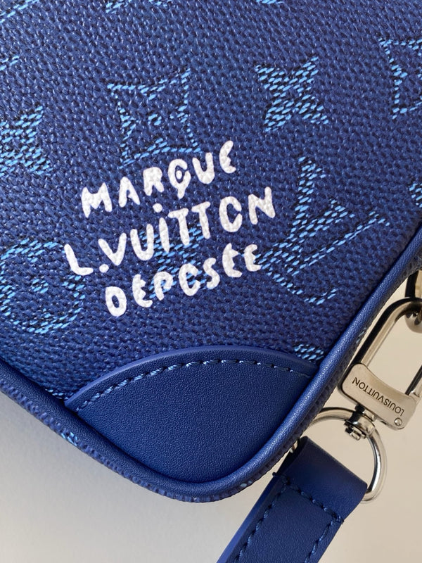 LV Trocadéro Wearable Wallet Dark Blue Monogram Heritage Coated Canvas