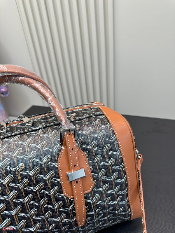 SAC HARDY PM BAG 35 IN BLACK GOYARDINE CANVAS AND TAN CALFSKIN