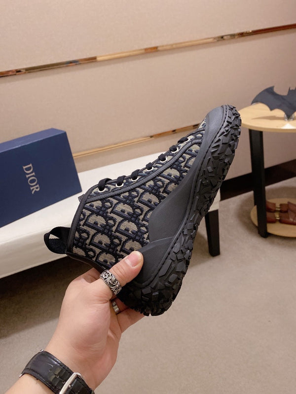 CD B28 HIGH SHOES BLACK AND BEIGE JACQUARD