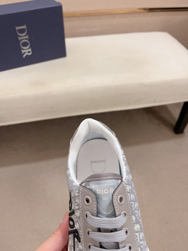 CD HOMME THICK-SOLE SNEAKERS GRAY CALFSKIN