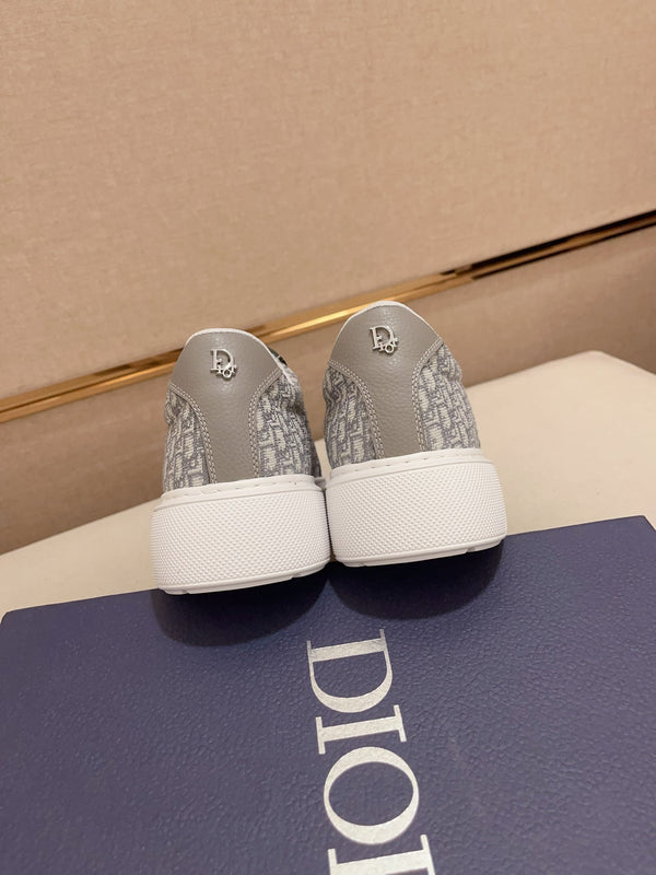 CD HOMME THICK-SOLE SNEAKERS GRAY CALFSKIN