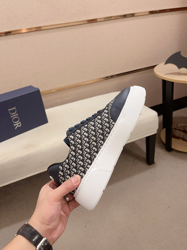 CD HOMME THICK-SOLE SNEAKERS NAVY CALFSKIN