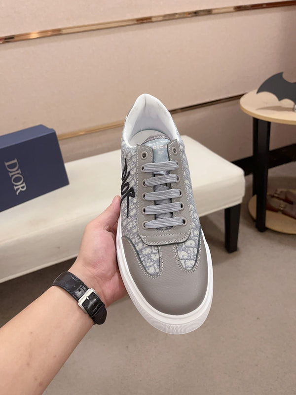 CD HOMME THICK-SOLE SNEAKERS GRAY CALFSKIN