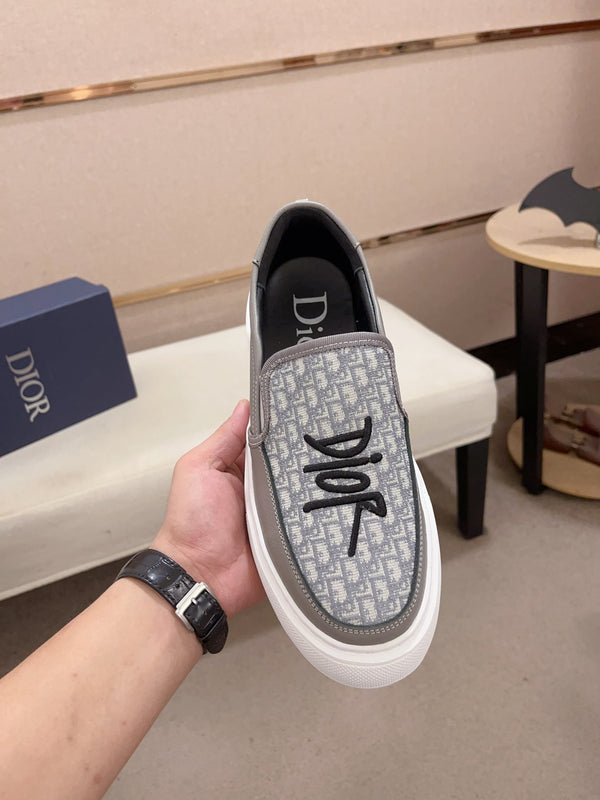 CD B23 SLIP ON GRAY CALFSKIN AND JACQUARD