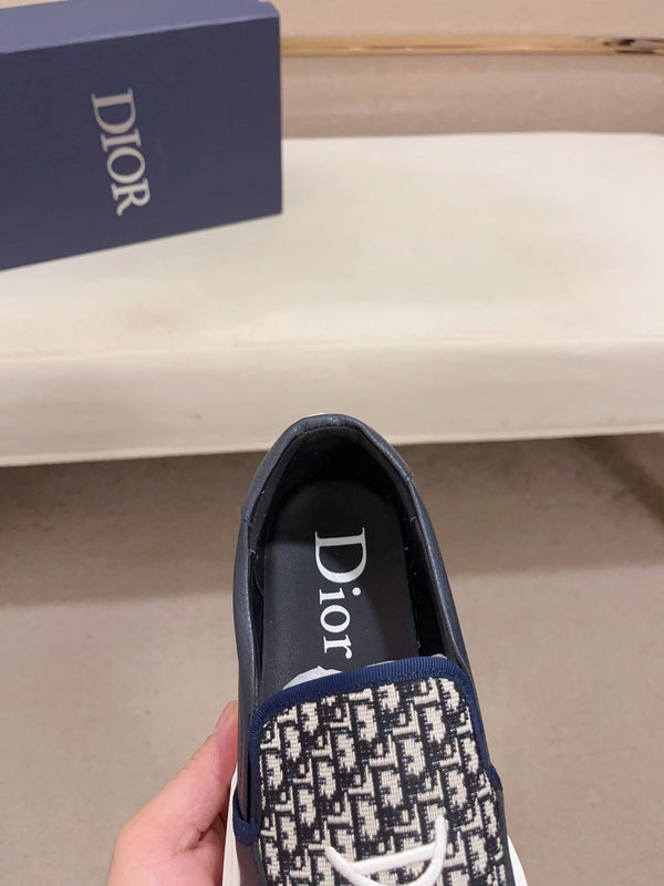 CD B23 SLIP ON NAVY CALFSKIN AND JACQUARD