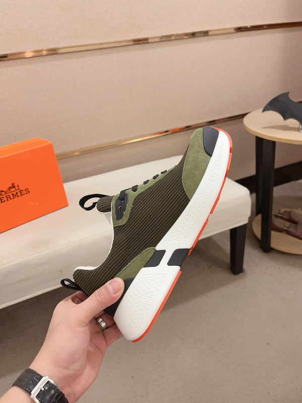 HM HUGO SNEAKER OLIVE WEAVE AND SUEDE