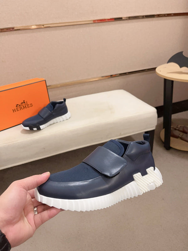 HM H SNEAKER NAVY CANVAS AND CALFSKIN