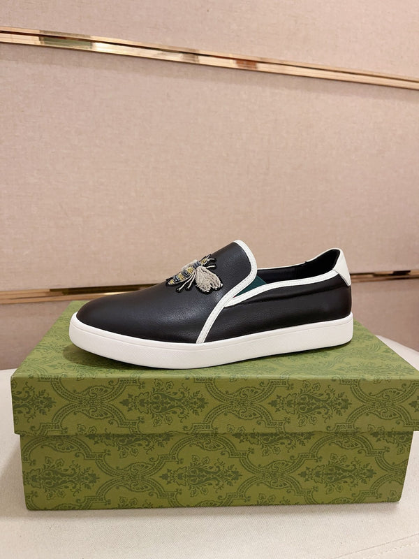 GG Men's Slip on Bee Black Cowhide 533939