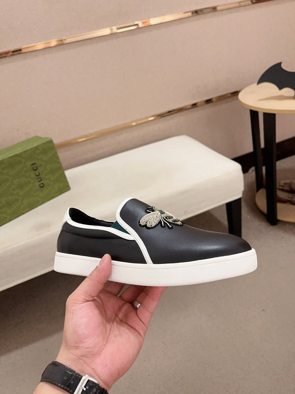 GG Men's Slip on Bee Black Cowhide 533939