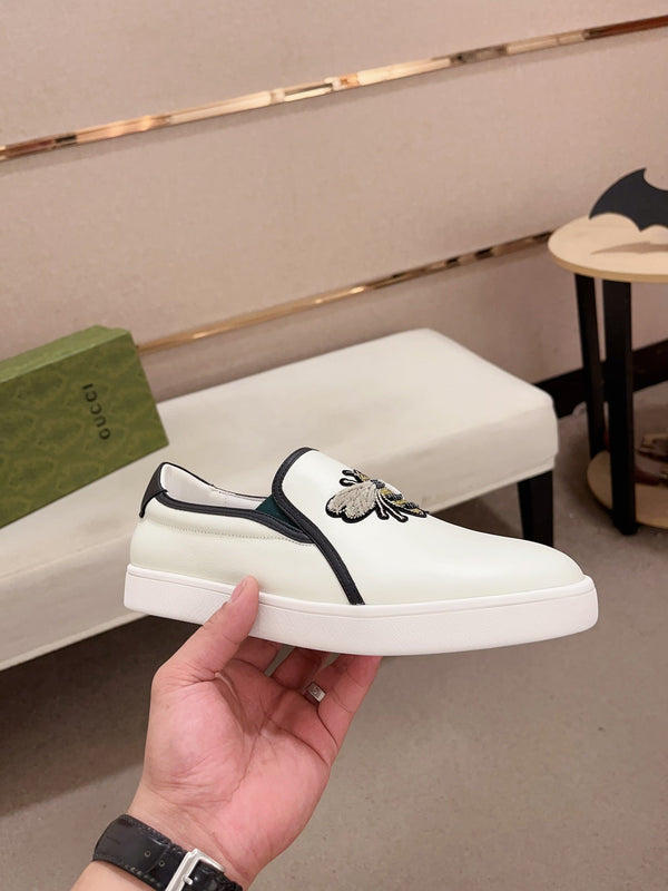 GG Men's Slip on Bee White Cowhide 533940