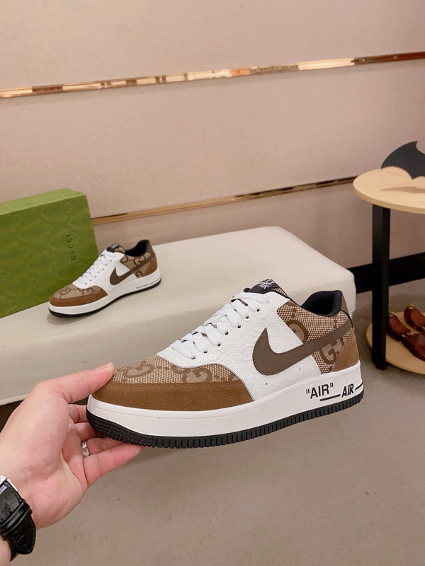 GG x Nike Men's Sneaker Brown White Cowhide Fabric 573335