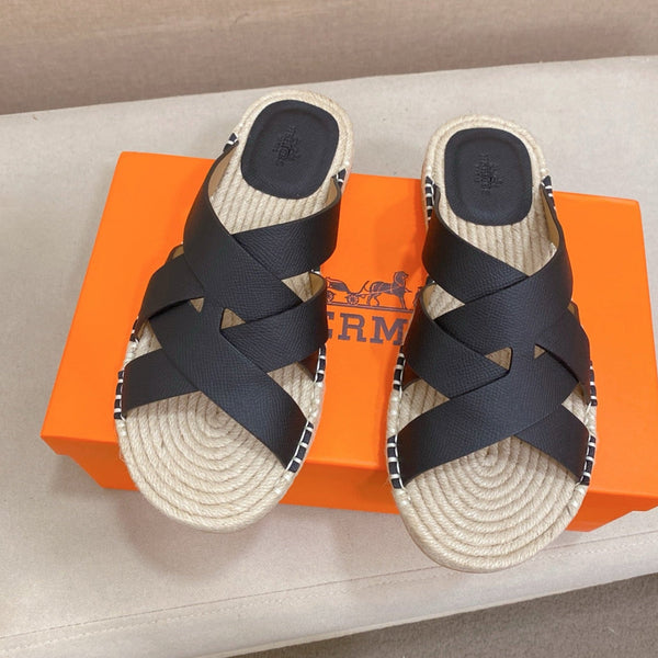 Sandalo uomo HM Kazimir Espadrillas nere in pelle di vacchetta 700886