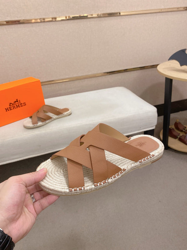 HM Men's Kazimir Sandal Light Brown Espadrilles Cowhide 700888