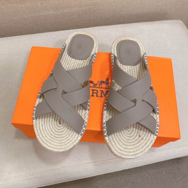 Sandalo Kazimir da uomo HM, espadrillas grigie in pelle di vacchetta 700891