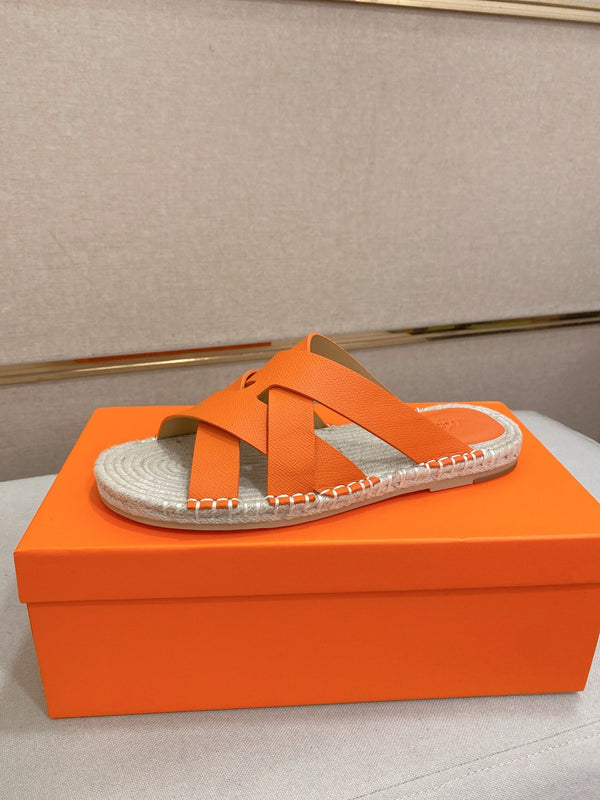 HM Men's Kazimir Sandal Orange Espadrilles Cowhide 700890