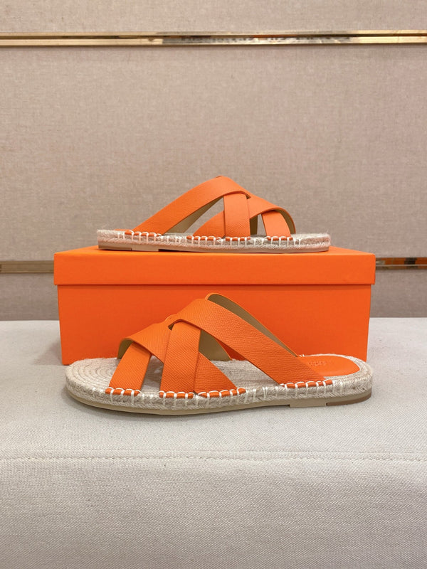 HM Men's Kazimir Sandal Orange Espadrilles Cowhide 700890