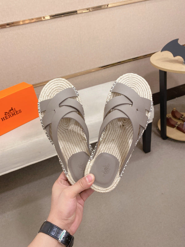 HM Men's Kazimir Sandal Grey Espadrilles Cowhide 700891