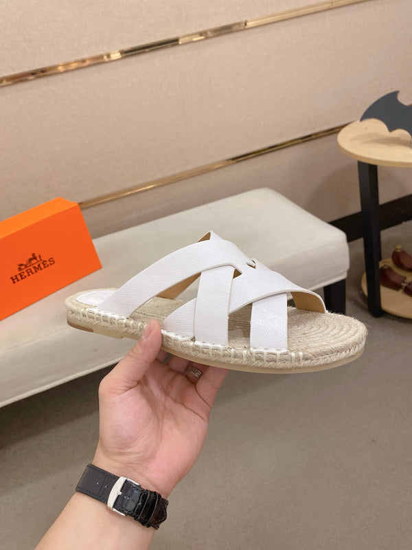 HM Men's Kazimir Sandal White Espadrilles Cowhide 700893