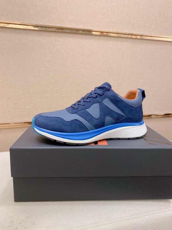 Zegna Men's Ermenegildo Sneakers Blue Suede Grain Leather