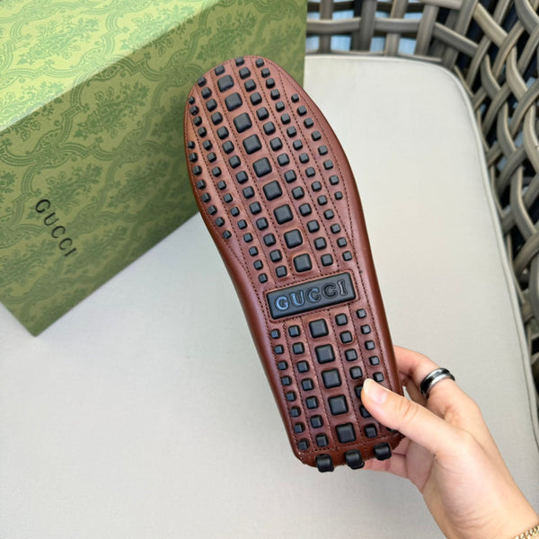 GG Men's Loafer Brown Canvas Cowhide 537555