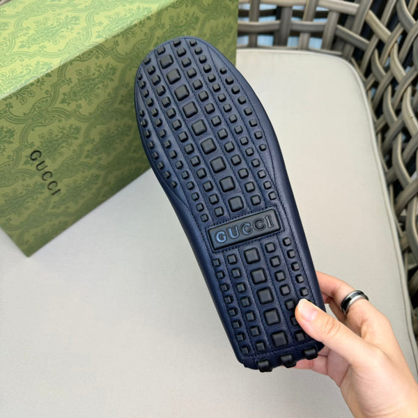 GG Men's Loafer Blue Canvas Cowhide 537556