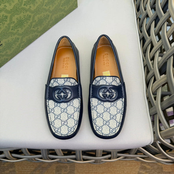 GG Men's Loafer Blue Canvas Cowhide 537556