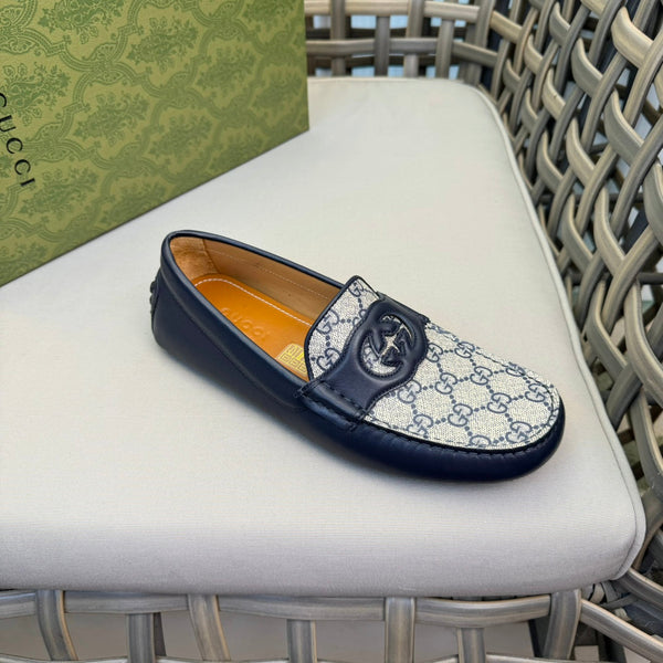 GG Men's Loafer Blue Canvas Cowhide 537556