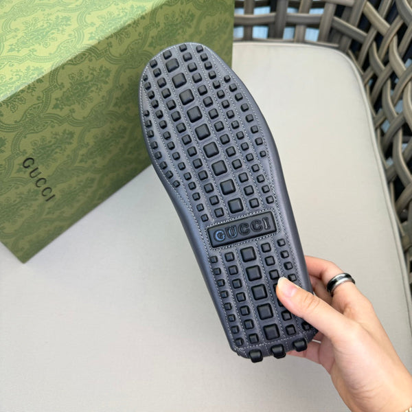 GG Men's Loafer Grey Canvas Cowhide 537557