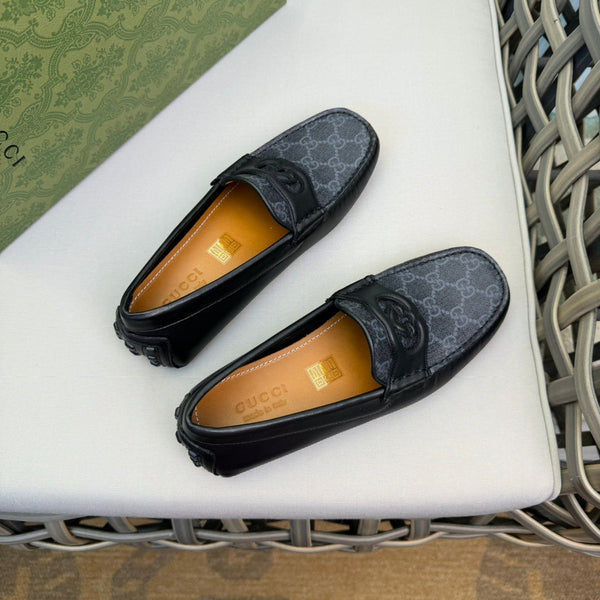 GG Men's Loafer Black Canvas Cowhide 876282