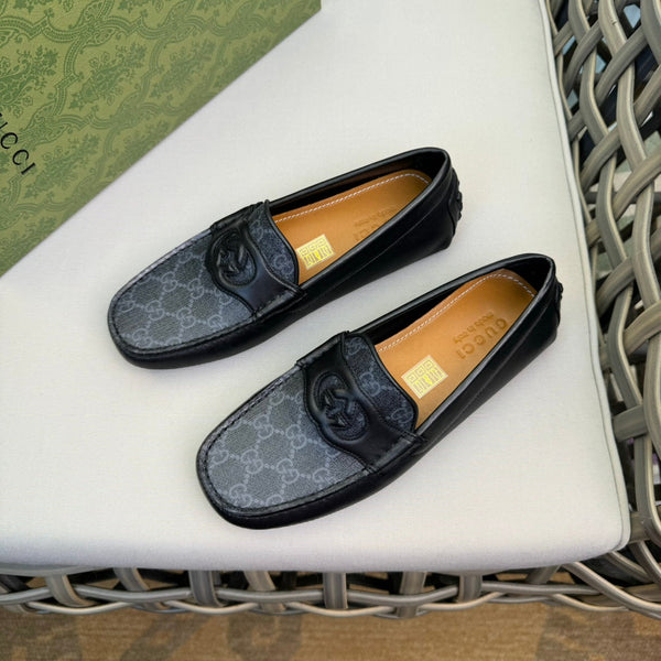 GG Men's Loafer Black Canvas Cowhide 876282