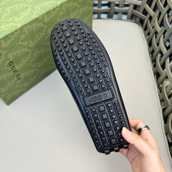 GG Men's Loafer Black Canvas Cowhide 876282