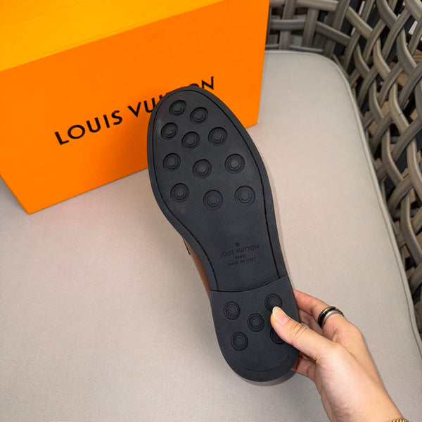 LV MAJOR LOAFERS IN CHOCOLATE BROWN EMBOSSED CALFSKIN