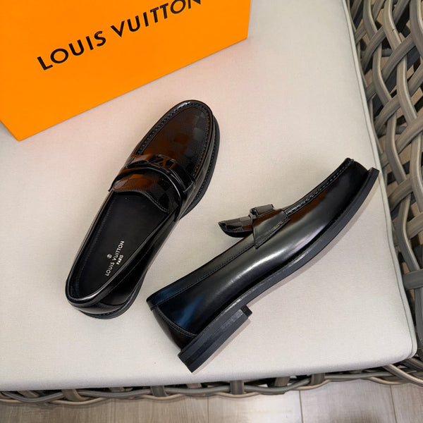 LV MAJOR LOAFERS IN BLACK DAMIER CALFSKIN