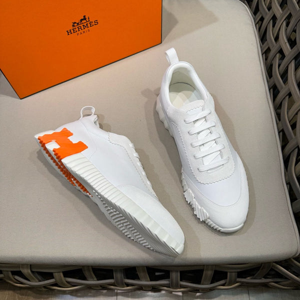 HM Men's Bouncing Sneaker White Calfskin Suede