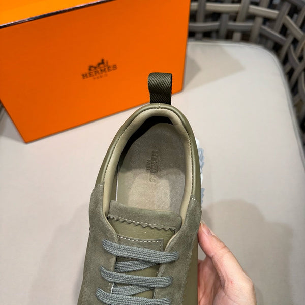 HM Men's Bouncing Sneaker Moss Green Calfskin Suede