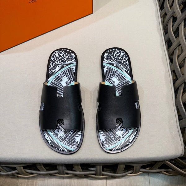 HM Men's Izmir Slide Nero Pelle di vacchetta 540346