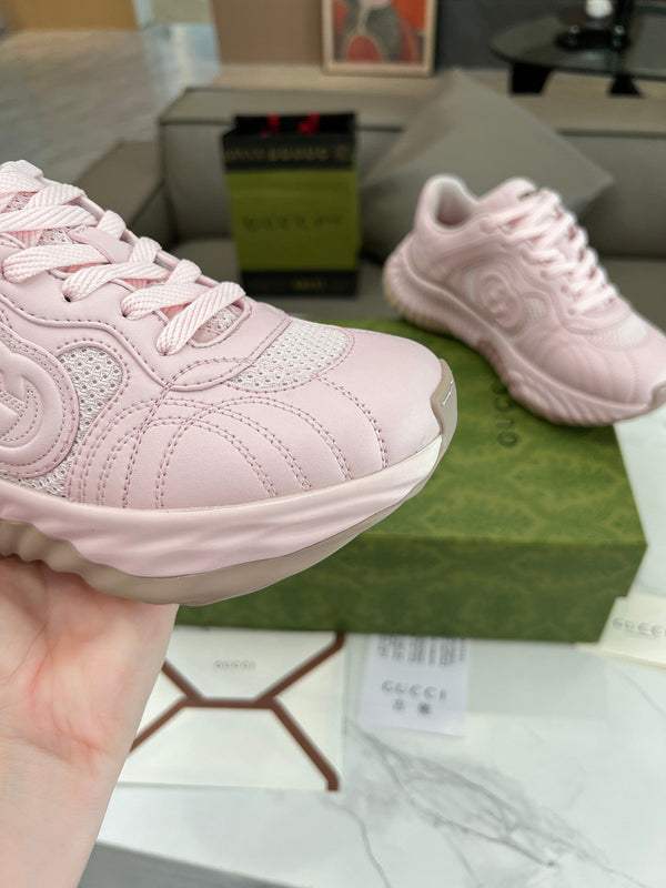 GG RIPPLE TRAINER IN PELLE DI AGNELLO ROSA PASTELLO CHIARO
