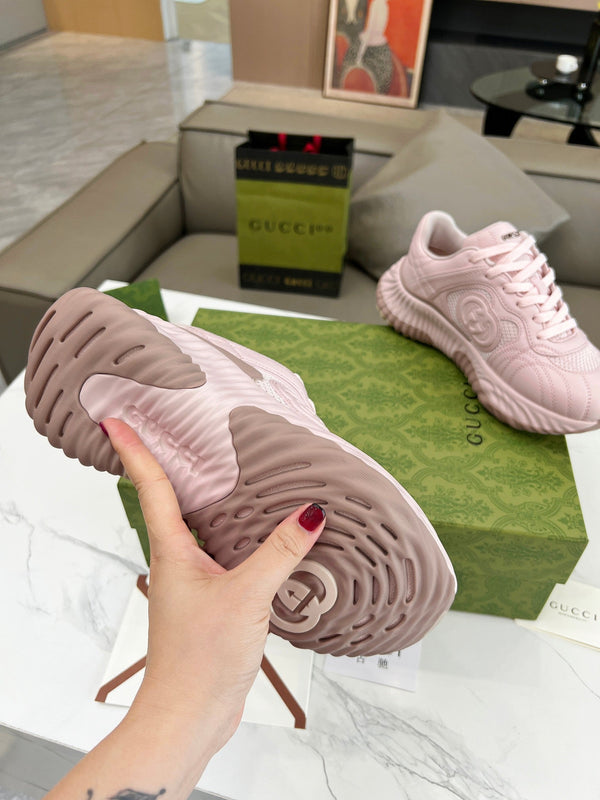 GG RIPPLE TRAINER IN PELLE DI AGNELLO ROSA PASTELLO CHIARO