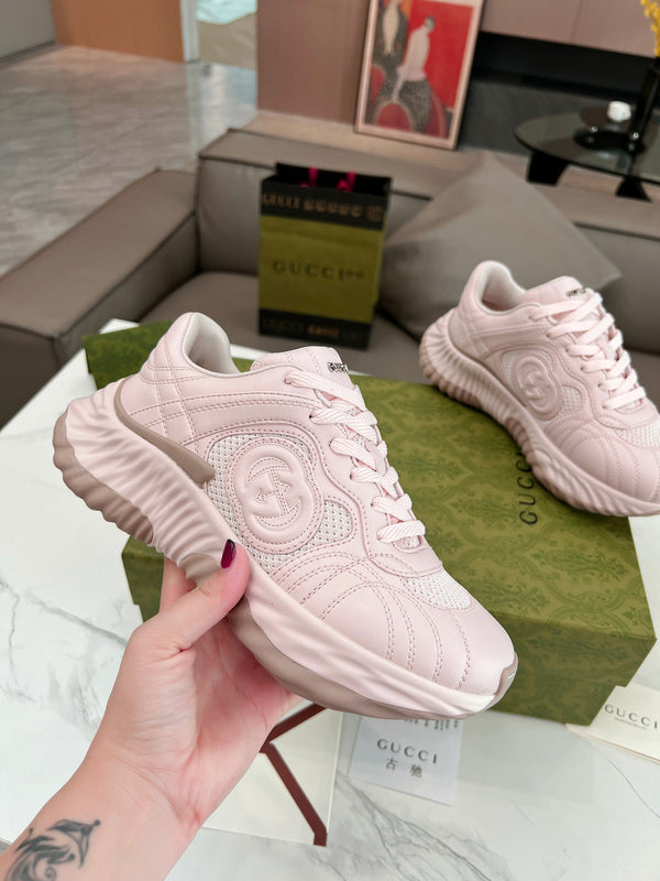 GG RIPPLE TRAINER IN PELLE DI AGNELLO ROSA PASTELLO CHIARO