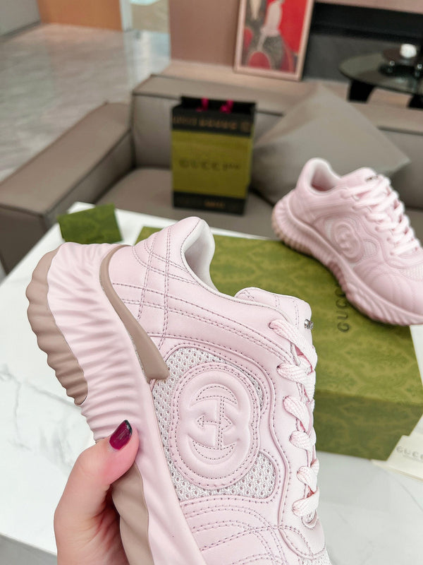 GG RIPPLE TRAINER IN PELLE DI AGNELLO ROSA PASTELLO CHIARO