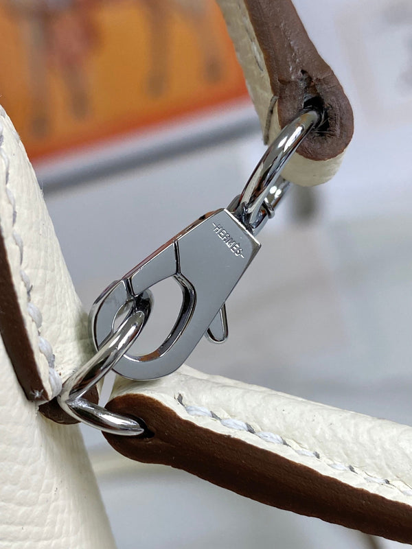 HM Mini Kelly 19cm Cream Epsom Silver Hardware