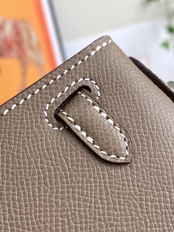 HM Mini Kelly 19cm Elephant Grey Epsom Silver Hardware