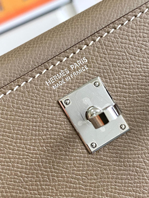 HM Mini Kelly 19cm Elephant Grey Epsom Silver Hardware