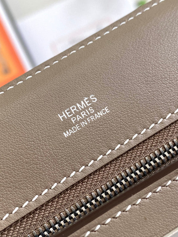 HM 24/24 Mini Bag 21cm Etoupe Evercolor Leather Silver Hardware