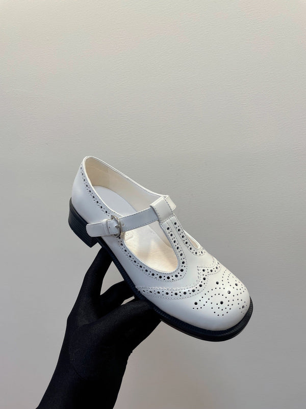 Miu Loafers T-Strap White Cowhide