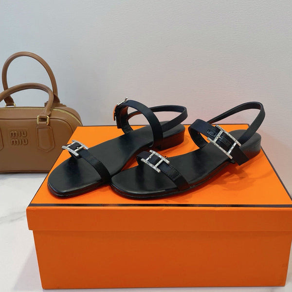 Sandali HM Paris in pelle di agnello nera 374209