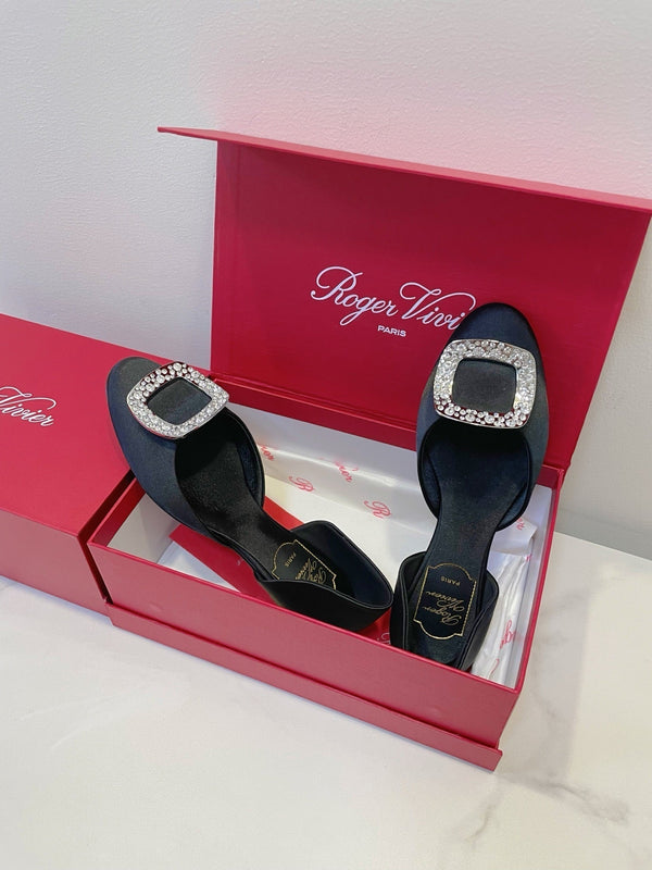 Viv Chips Ballerina Flat Black Silk 329268