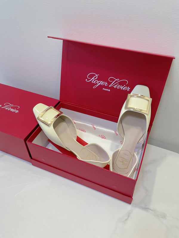 Viv Chips Ballerina Flat Milky Yellow Patent Leather 329269